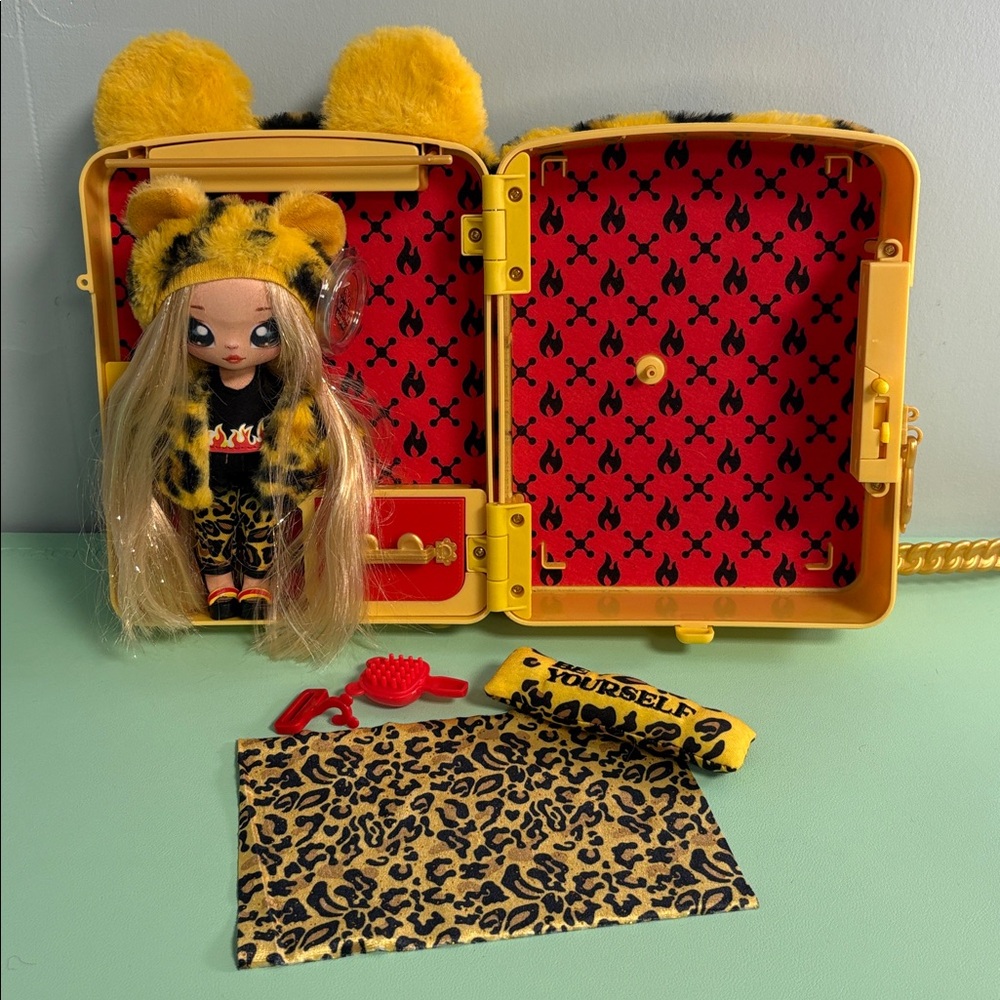 Nanana Surprise Doll & Leopard Backpack, Girl Dolls Playset, Nanana Doll Toy